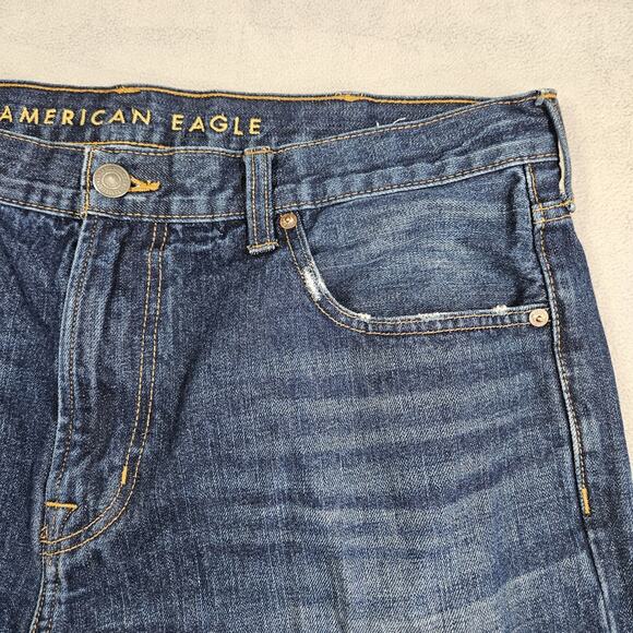 American Eagle Jeans Men 38x29.5 Blue Classic Bootcut Western Denim Dark Wash - Picture 3 of 14